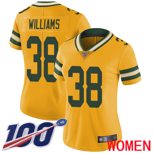 Green Bay Packers Limited Gold Women 38 Williams Tramon Jersey Nike NFL 100th Season Rush Vapor Untouchable